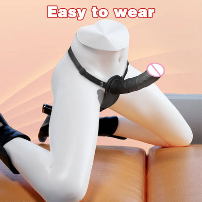 Double Head Artificial Penis Wearable Electric Strapon Vibrator For Lesbian Vibrating Sex Toys Strap On Belt Dildos For Girl