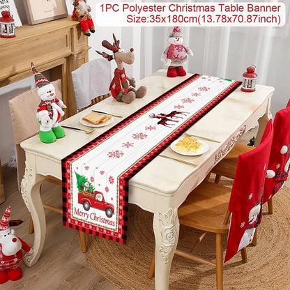 Christmas Table Runner Cloth Christmas Table Decor for Home, Tablecloth Xmas Ornament