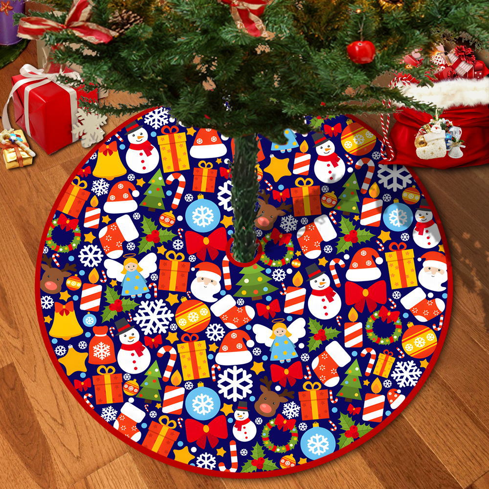 72/92/122Cm Christmas Tree Skirt Red Christmas Tree Foot Cover Santa Claus Snowflake Christmas Tree Carpet Base Mat Decorations