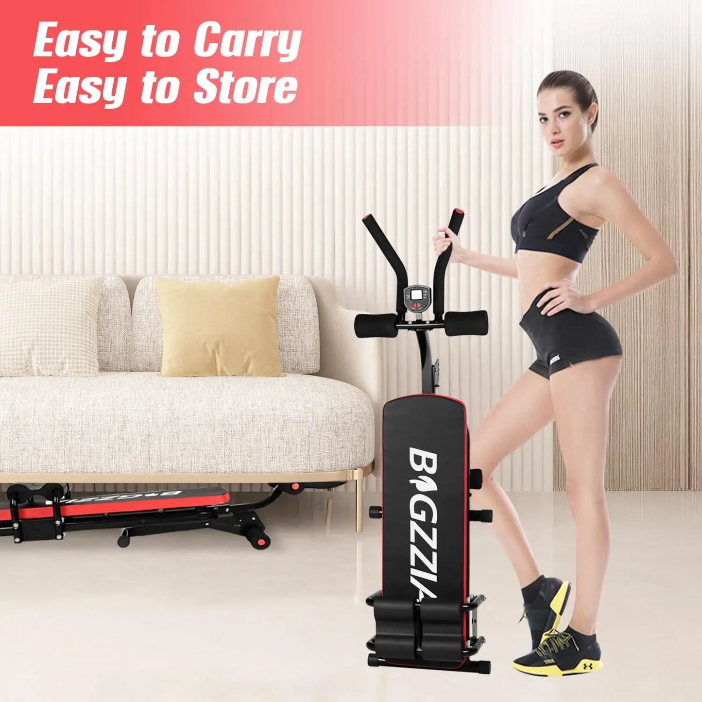 Machine, Ab Workout Equipment Machine for Stomach Workout Foldable Abdominal Trainer for Home Gym Adjustable Ab Exercise Bench