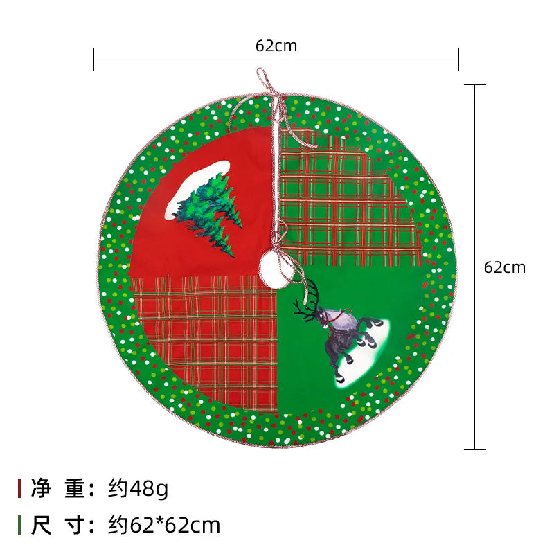 60Cm Christmas Tree Skirt Red Christmas Tree Foot Cover Santa Claus Snowflake Christmas Tree Carpet Base Mat Decorations