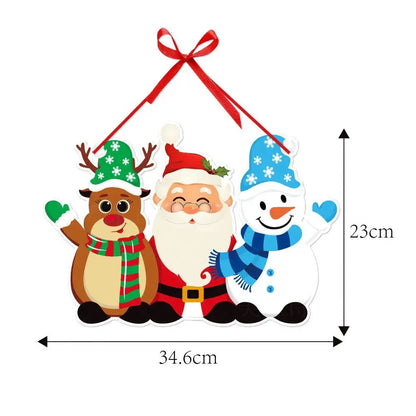 Christmas Door Hanger New Year Party Pendants Santa Claus Snowman elk Paper Banner Merry Christmas decoration for home