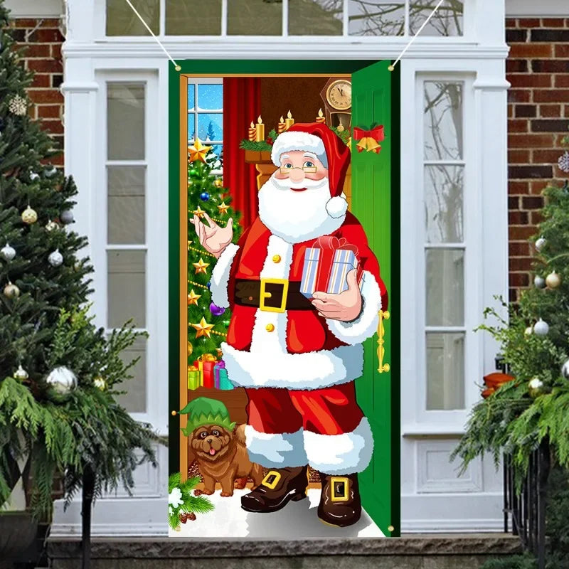 Christmas Background Decoration Hanging Cloth Christmas Door Background Cloth Party Decoration Tapestry Door Cover