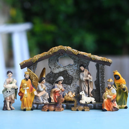 Scene of the Birth of Jesus Statue Set, Nativity Manger, Resin Crafts, Home Ornament Figures, Christmas Decoration