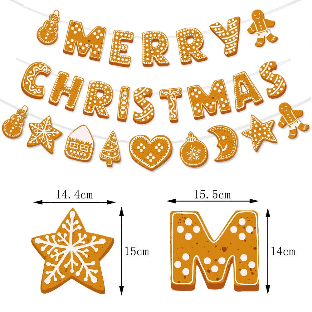 Christmas Hanging Banner Garland Bunting Santa Claus Snowflakes Flag Banner Merry Christmas Party Decoration Gift