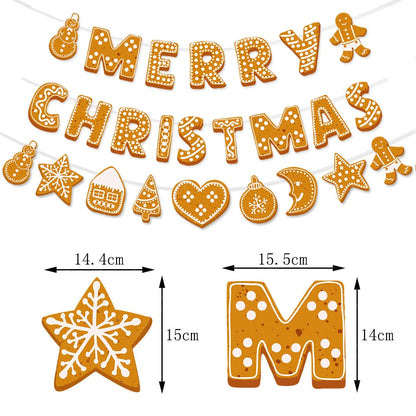 Christmas Hanging Banner Garland Bunting Santa Claus Snowflakes Flag Banner Merry Christmas Party Decoration Gift