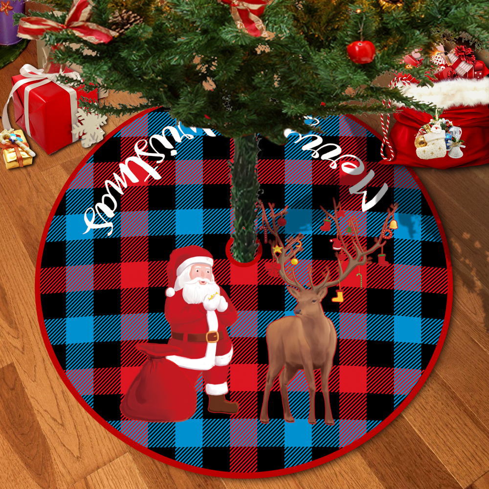 72/92/122Cm Christmas Tree Skirt Red Christmas Tree Foot Cover Santa Claus Snowflake Christmas Tree Carpet Base Mat Decorations