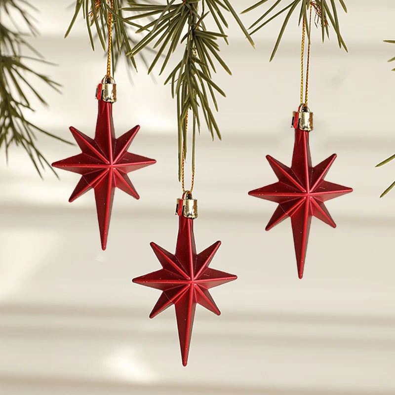 Christmas Treetop Star Pendent Glittering Hollow Out Gold Silver Red Stars Home Party Festival Hanging Decoration Tree Ornament