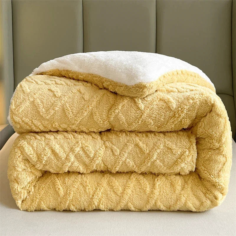 High End Thickened Winter Warm Blankets for Beds Artificial Lamb Cashmere Weighted Blanket Thicker Warmth Duvet Quilt Comforter