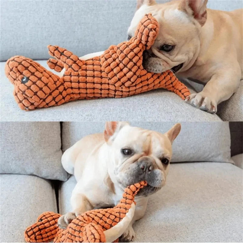 Plush Dog Toy Dinosaur Shaped Interactive Squeaky Toys for Small Large Pets Tooth Cleaning Chew Toy  Accessories