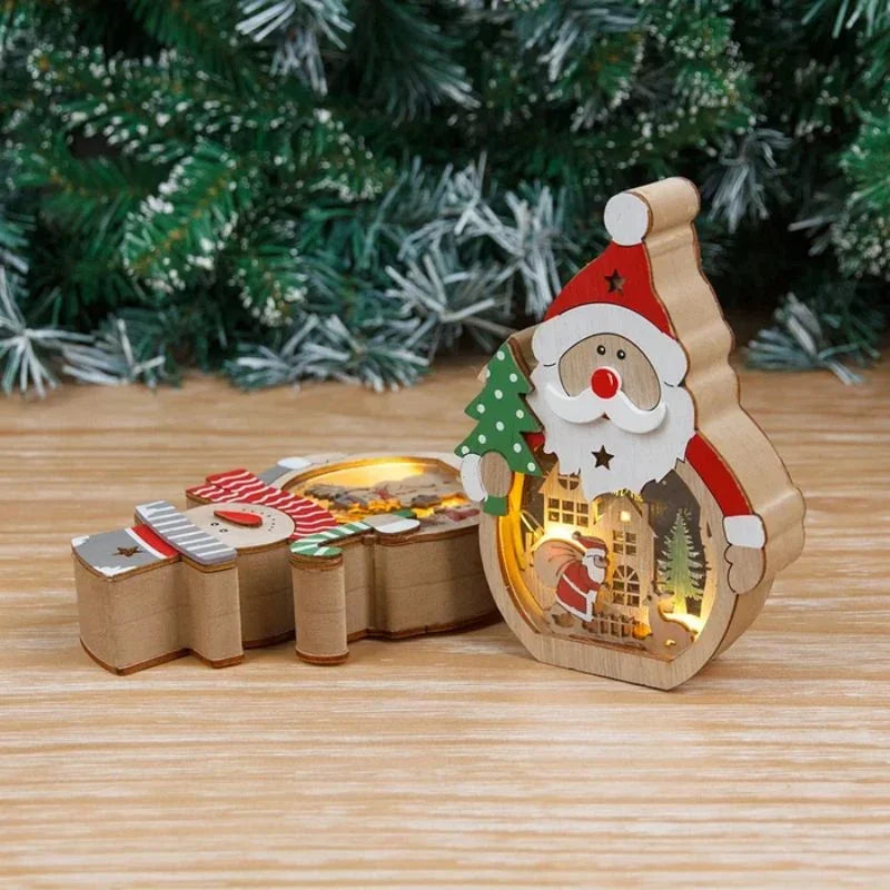 LED Lighted Santa Claus Shape Wooden Christmas Decorations for Home Hotel Window LED Christmas Decorations Lighting