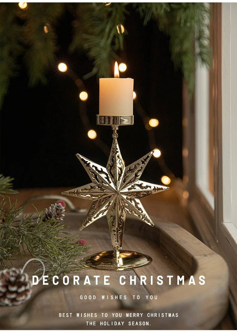 Christmas Votive Candle Holder Metal Tealight Holder Xmas tree elk Snowflake Patterns for Winter Xmas Table Centerpiece Decor