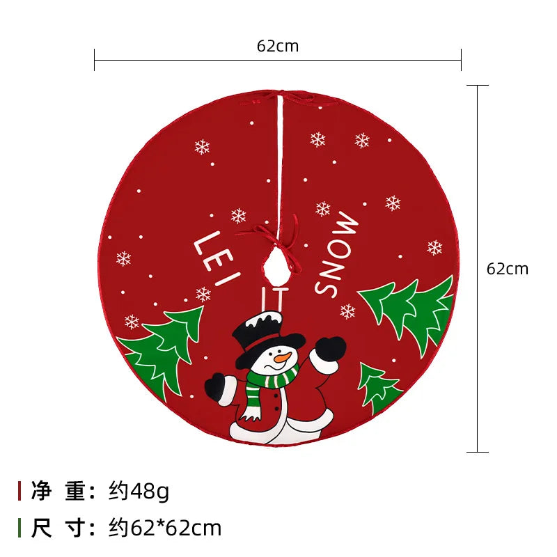 60Cm Christmas Tree Skirt Red Christmas Tree Foot Cover Santa Claus Snowflake Christmas Tree Carpet Base Mat Decorations