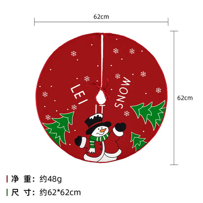 60Cm Christmas Tree Skirt Red Christmas Tree Foot Cover Santa Claus Snowflake Christmas Tree Carpet Base Mat Decorations