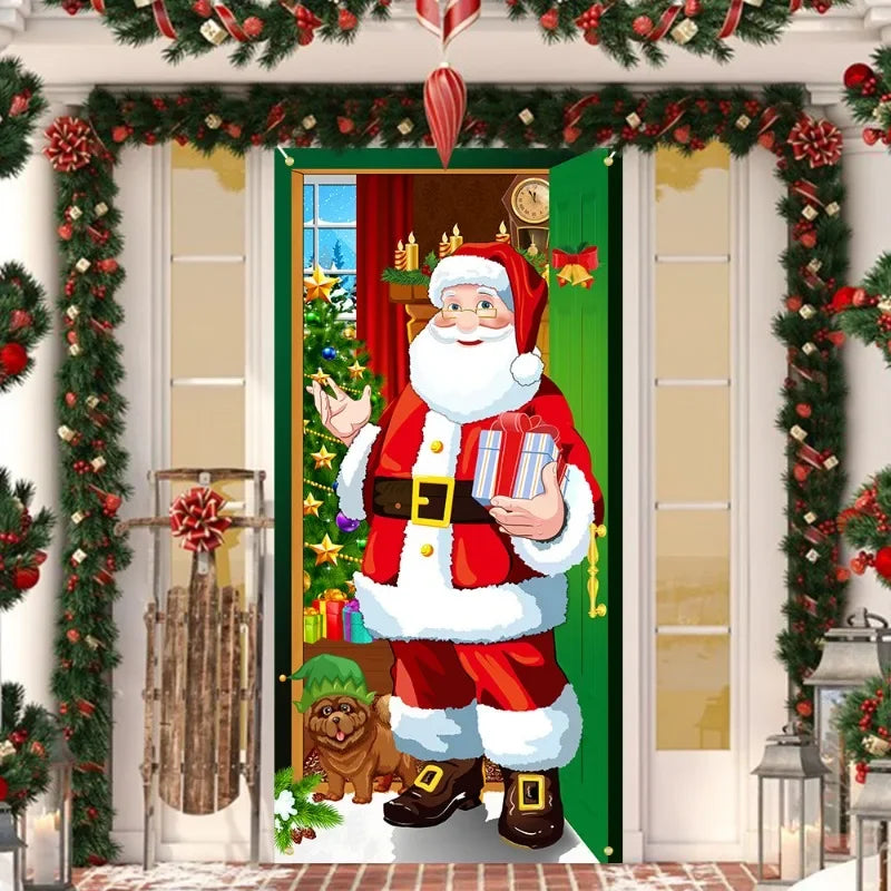 Christmas Background Decoration Hanging Cloth Christmas Door Background Cloth Party Decoration Tapestry Door Cover