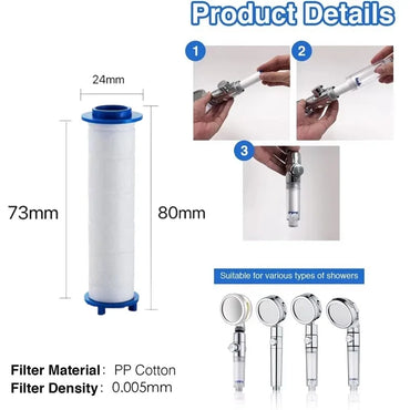 10Pcs Shower Head Replacement PP Cotton Filter Cartridge Hard Water Purification Bathroom Accessory Hand Held Bath Sprayer