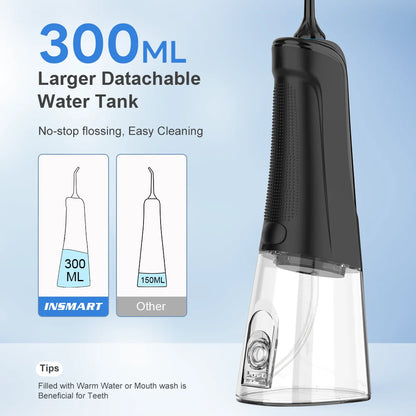 Oral Irrigator Dental Water Flosser Teeth Whitening Waterproof Portable Dental Water Jet Floss 300ML Teeth Cleaner