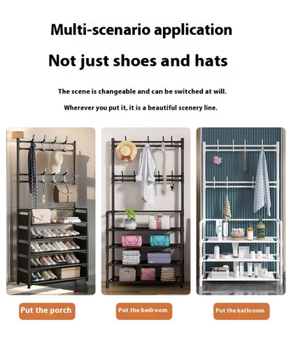 Clothes Hat Hangers Shoe Rack Multi-ayer Shoe Rack Simple Floor Shoes and Hat Racks Load-bearing Living Room Organizer Shelf