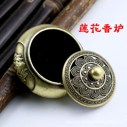 Buddhist Utensils Incense Burner Lotus Incense Censer Archaic Copper Alloy Sandalwood House Furnishings Home Office Decoration