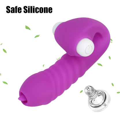 Finger Sleeve Vibrator Female Masturbator Clit Stimulate Tongue Licking Massager Erotic Exotic Accessories Sex Toys For Women 18