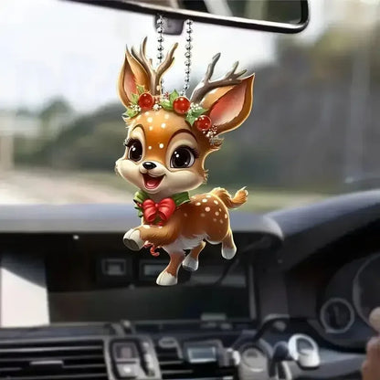 Charming Acrylic Reindeer Baby Car Decoration Holiday Gift for Christmas Xmas Tree Pendant Hanging Ornament