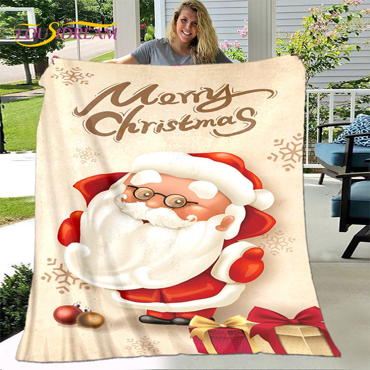 Merry Christmas New Year Cartoon Blanket,Flannel Blanket Throw Blanket,Warm Blanket for Living Room Bedroom Beds Sofa Party Gift