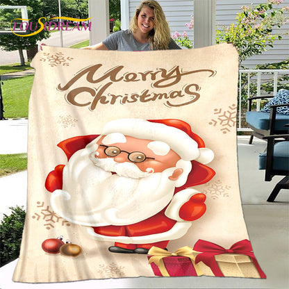 Merry Christmas New Year Cartoon Blanket,Flannel Blanket Throw Blanket,Warm Blanket for Living Room Bedroom Beds Sofa Party Gift