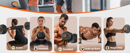 Adjustable Dumbbells, 20/30/40/50/60/70/90lbs Free Weight Set with Connector, 4 in1 Dumbbells Set Used as Barbell, Kettlebells