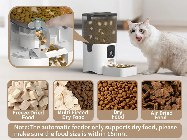 Smart Automatic Cat Feeders Wi-Fi Pet Feeder with APP Control for Remote Feeding Detachable for Easy Clean Cat Food