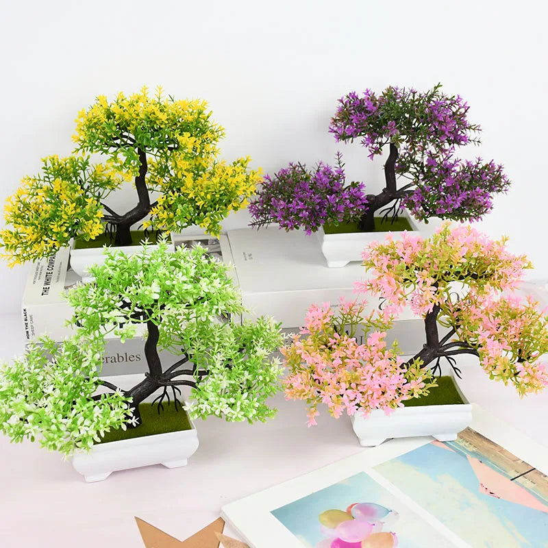 Artificial Plants Bonsai Small Tree Pot Fake Plant Flowers Potted Ornaments For Home Room Table Decoration Hotel Garden Decor