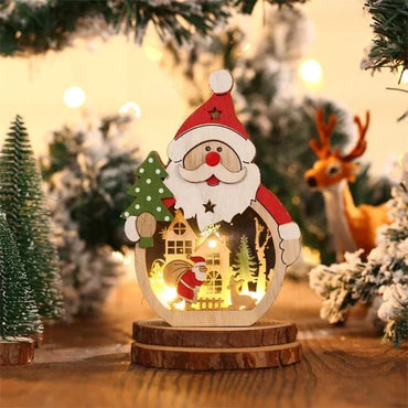 LED Lighted Santa Claus Shape Wooden Christmas Decorations for Home Hotel Window LED Christmas Decorations Lighting