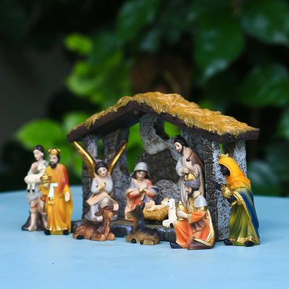 Scene of the Birth of Jesus Statue Set, Nativity Manger, Resin Crafts, Home Ornament Figures, Christmas Decoration