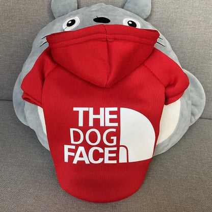 Pet Dog Hoodies Autumn and Winter Season Large Dog Clothes Dog Face Text Pattern French Bulldog Labrador Jacket Clothing