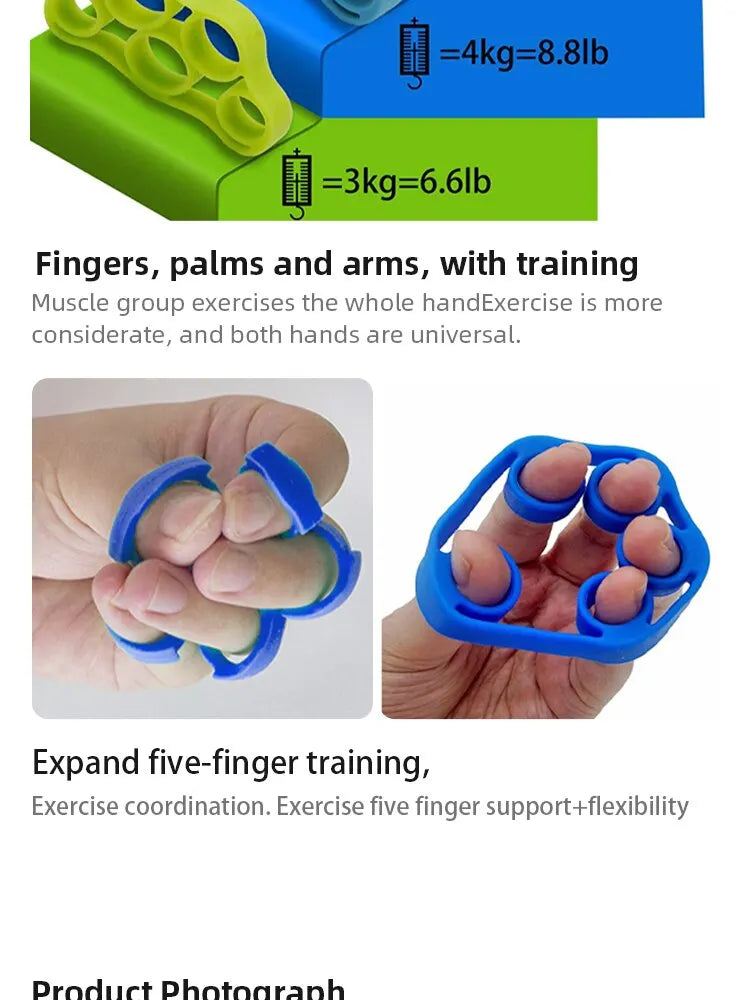 Silicone Finger Gripper Gym Hand Grip Resistance Band Wrist Stretcher Elastic Five Finger Expander Strength Trainer Exercise