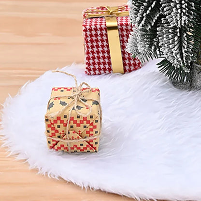 15inch 38cm Plush Christmas Tree Skirt White Faux Fur Xmas Trees Sequin Carpet Mat Skirts For New Year Home Party Decorations