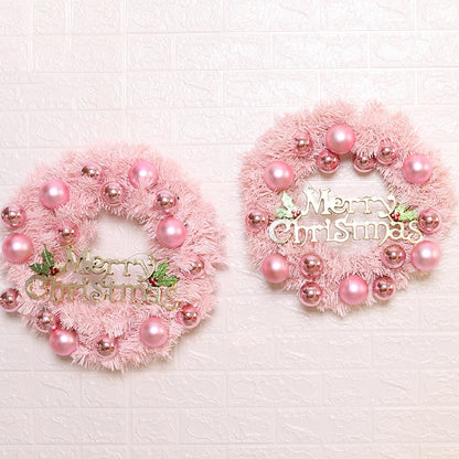 30cm Door Hanging Pink Wreath Rose Gold Pink Ball Letter Merry Christmas Window Door Garland Window Door Garden Sign Decoration