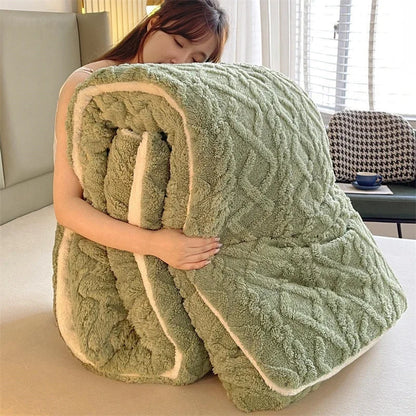 High End Thickened Winter Warm Blankets for Beds Artificial Lamb Cashmere Weighted Blanket Thicker Warmth Duvet Quilt Comforter