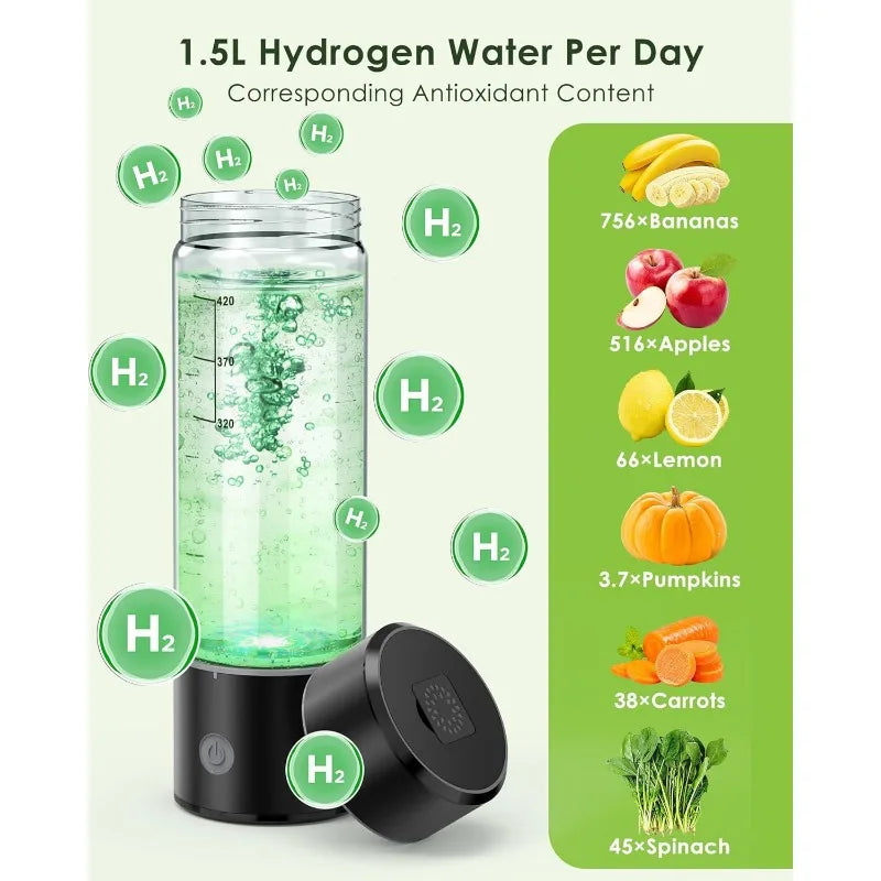 Hydrogen Water Bottle,3 Min Rapid Hydrogen Water Bottle Generator with SPE PEM Technology Portable Hydro water bottle Suitable