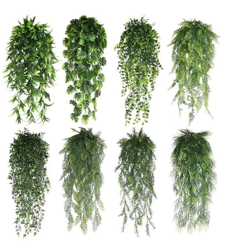 90cm Persian fern Leaves Vines Home Room Decor Hanging Artificial Plant Plastic Leaf Grass Wedding Party Wall Balcony Decoration