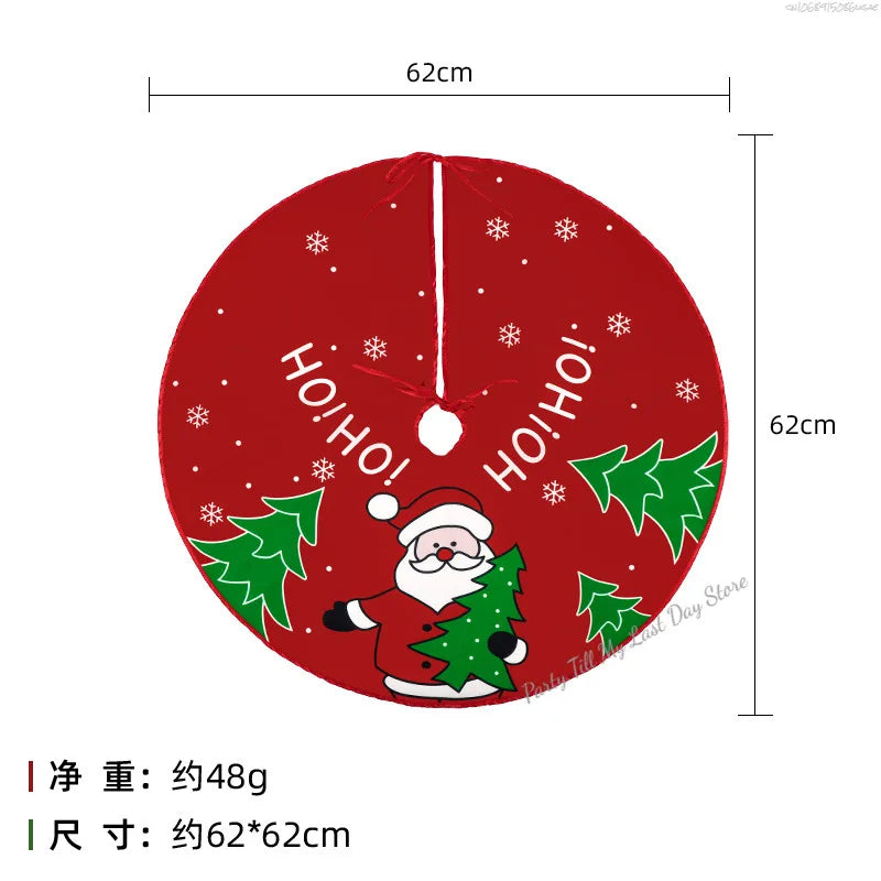 60Cm Christmas Tree Skirt Red Christmas Tree Foot Cover Santa Claus Snowflake Christmas Tree Carpet Base Mat Decorations