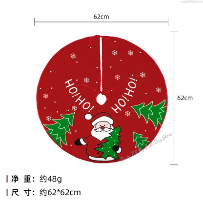 60Cm Christmas Tree Skirt Red Christmas Tree Foot Cover Santa Claus Snowflake Christmas Tree Carpet Base Mat Decorations