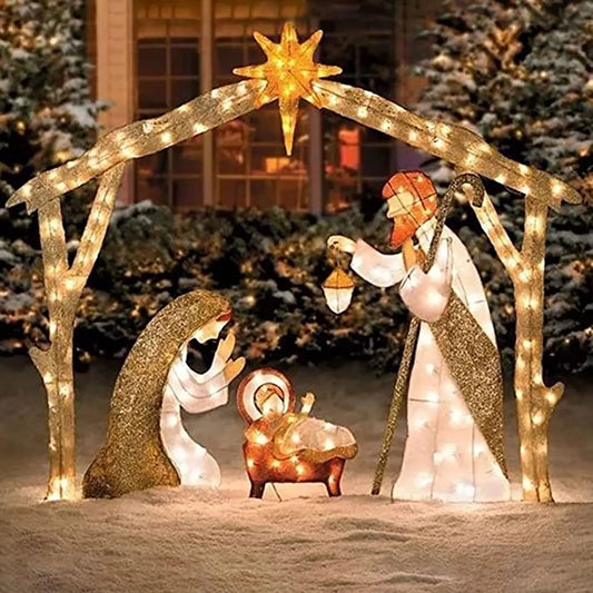 Nativity Scene Warm White Yard Plane Painting For Easter Christmas Outdoor Yard Garden Decorations Event Decoration