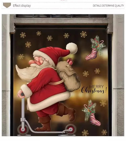 Santa Claus shop window glass Christmas decoration wall stickers school activity atmosphere decoration stickers