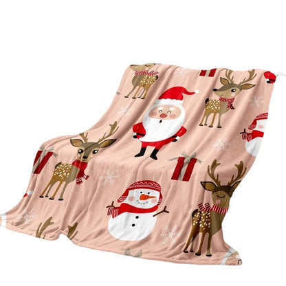 Coral Blanket Christmas Print Lightweight Hugging Flannel Blanket Throw Rug Sofas Soft Plush Beds Sheet Blankets Naps Home Cover