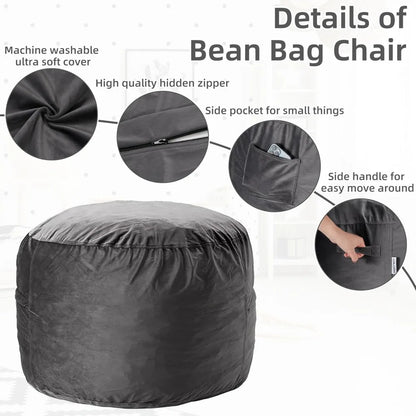 Bean Bag Chair 3Ft Luxurious Velvet Ultra Soft Fur with High-Rebound Memory Foam for Adults Plush Lazy Sofa with Fluffy