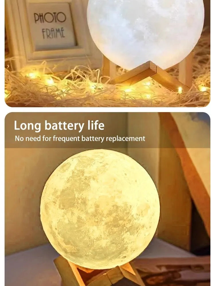 8 cm DIY Planet Lamp Moon Galaxy Night Light Art Painting Graffiti Birthday Gift Bedroom Living Room Decoration (With Stand)