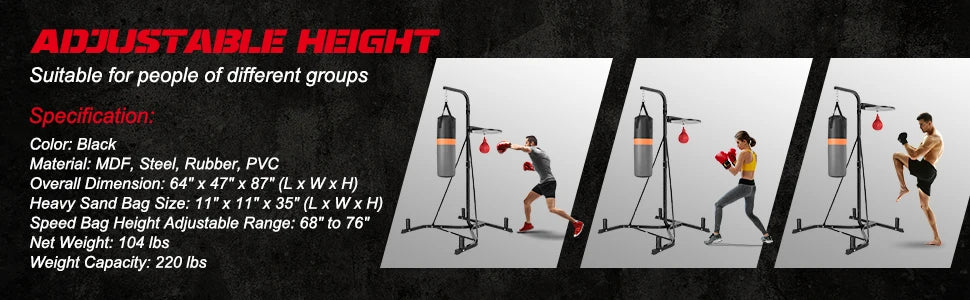 Goplus Punching Bag with Stand for Adults, Free-Standing Heavy Bag Stand with Height Adjustable Speed Bag for Boxing, Sandbag Ra