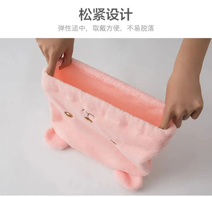 Super Absorbent Hair Drying Bath Towel Cap Cute Cartoon Bear Microfibre Soft Dry Hair Wrap Bathroom Accessories Bonnets