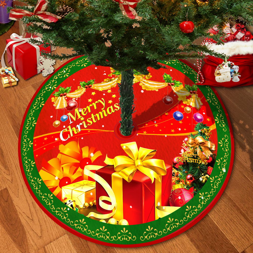 72/92/122Cm Christmas Tree Skirt Red Christmas Tree Foot Cover Santa Claus Snowflake Christmas Tree Carpet Base Mat Decorations