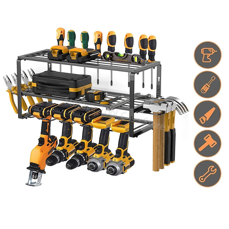 Power Tool Organizer Rack 3 Layers Wall Mount Wrench Organizer Electric Drill Holder Heavy Duty Tool Shelf for Workshop Garage